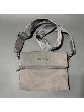 Matt & Nat Crossbody Foldover Bag Purse Gray Nylon